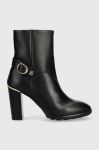 Шкіряні черевики Tommy Hilfiger Belt High Heel Boot жіночі колір чорний каблук блок