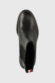 Шкіряні черевики Tommy Hilfiger Outdoor Chelsea Mid Heel Boot жіночі колір чорний каблук блок