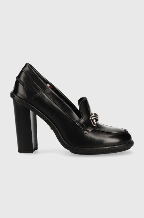 Шкіряні туфлі Tommy Hilfiger Tommy Twist High Heel Loafer колір чорний каблук блок Шкіряні туфлі Tommy Hilfiger Tommy Twist High Heel Loafer колір чорний каблук блок