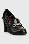 Шкіряні туфлі Tommy Hilfiger Tommy Twist High Heel Loafer колір чорний каблук блок Шкіряні туфлі Tommy Hilfiger Tommy Twist High Heel Loafer колір чорний каблук блок
