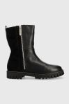 Шкіряні черевики Tommy Hilfiger Warm Lining Boot жіночі колір чорний на плоскому ходу утеплене