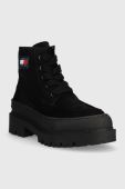 Черевики Tommy Jeans Womens Foxing Lace Up Boot жіночі колір чорний на платформі