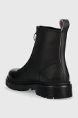 Шкіряні черевики Tommy Jeans Tommy Jeans Zip Boot жіночі колір чорний на плоскому ходу