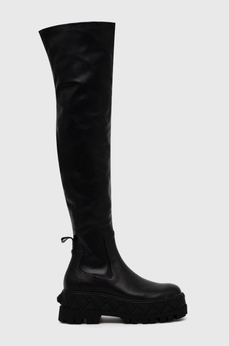 Чоботи Kurt Geiger London Otk Stretch жіночі колір чорний на платформі 9353500109 Чоботи Kurt Geiger London Otk Stretch жіночі колір чорний на платформі 9353500109