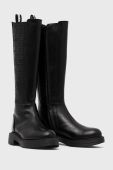 Шкіряні чоботи Love Moschino жіночі колір чорний на платформі