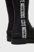 Чоботи Love Moschino жіночі колір чорний на плоскому ходу