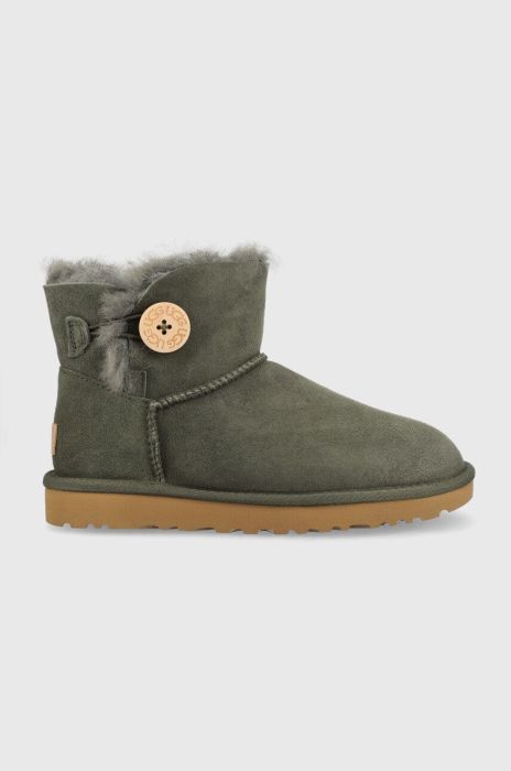 Зимові чоботи UGG W Mini Bailey Button Ii колір зелений Зимові чоботи UGG W Mini Bailey Button Ii колір зелений