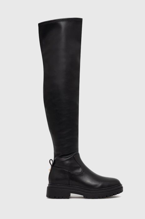 Чоботи MICHAEL Michael Kors Cyrus жіночі колір чорний на плоскому ходу Чоботи MICHAEL Michael Kors Cyrus жіночі колір чорний на плоскому ходу