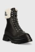 Шкіряні черевики Karl Lagerfeld Danton жіночі колір чорний на плоскому ходу утеплене