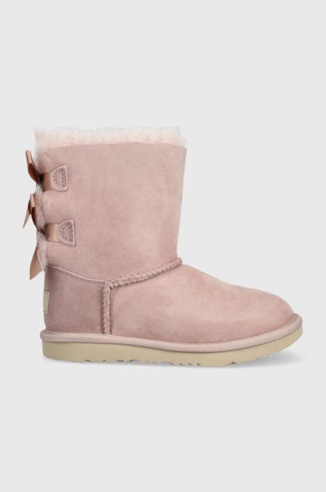 Дитячі замшеві чоботи UGG Bailey Bow Ii колір рожевий Дитячі замшеві чоботи UGG Bailey Bow Ii колір рожевий