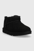 Дитячі замшеві чоботи UGG Classic Ultra Mini колір чорний Дитячі замшеві чоботи UGG Classic Ultra Mini колір чорний