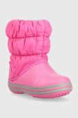 Дитячі чоботи Crocs Winter Puff Boot колір рожевий