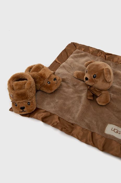 Черевики для немовля UGG Bixbee And Lovey Bear Stuffie колір коричневий Черевики для немовля UGG Bixbee And Lovey Bear Stuffie колір коричневий