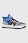 Шкіряні кросівки Tommy Jeans Mid Pop Basket колір блакитний Шкіряні кросівки Tommy Jeans Mid Pop Basket колір блакитний