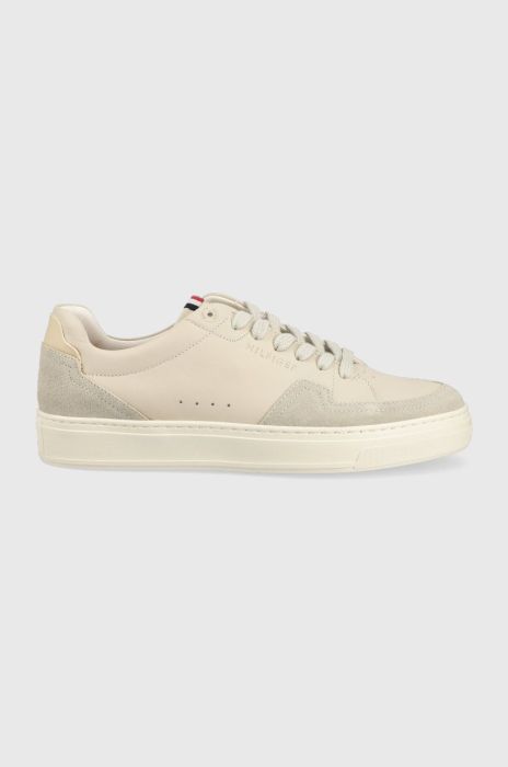 Шкіряні кросівки Tommy Hilfiger Premium Cupsole Sustainable Lea колір бежевий
