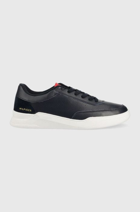 Шкіряні кросівки Tommy Hilfiger Elevated Cupsole Perf колір синій Шкіряні кросівки Tommy Hilfiger Elevated Cupsole Perf колір синій