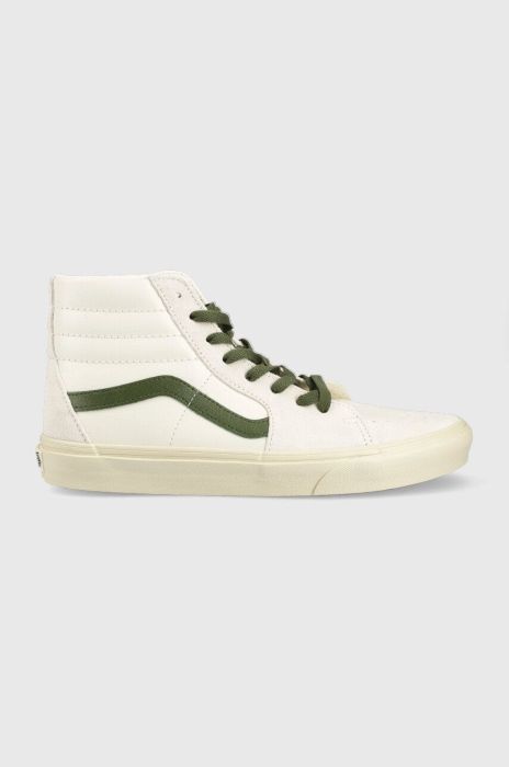 Шкіряні кеди Vans Sk8-hi чоловічі колір бежевий VN0A4BVTR2S1-VINT.WHITE Шкіряні кеди Vans Sk8-hi чоловічі колір бежевий VN0A4BVTR2S1-VINT.WHITE