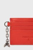 Шкіряний чохол на банківські карти Patrizia Pepe жіночий колір червоний