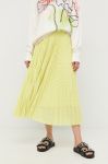 Спідниця BOSS колір жовтий midi розкльошена