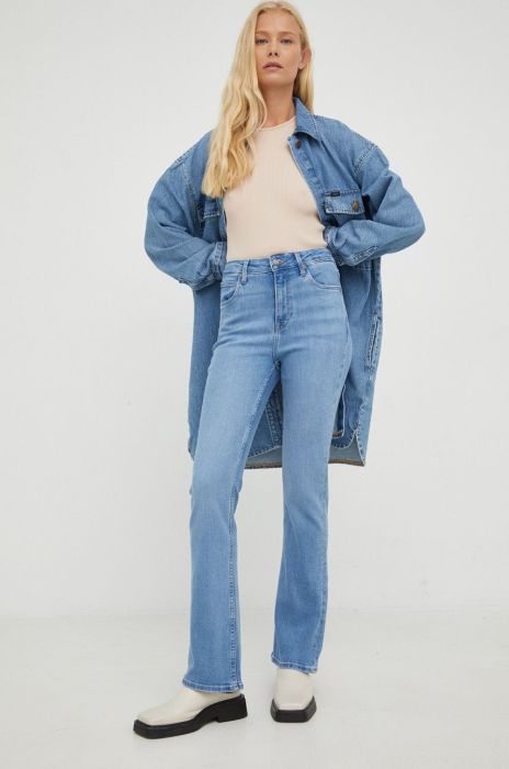 Джинси Lee Breese Boot Partly Cloudy жіночі висока посадка колір блакитний Джинси Lee Breese Boot Partly Cloudy жіночі висока посадка колір блакитний