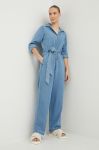 Джинсовий комбінезон Billabong з бавовни з коміром колір блакитний