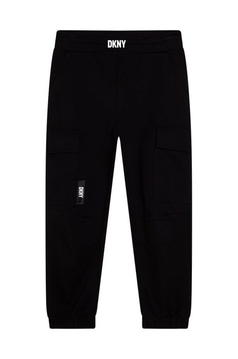 Дитячі штани Dkny колір чорний з принтом