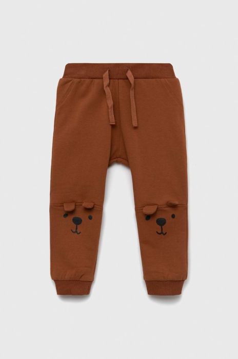 Дитячі спортивні штани Name it колір коричневий з принтом Дитячі спортивні штани Name it колір коричневий з принтом
