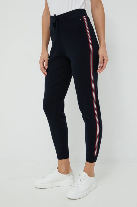 Бавовняні спортивні штани Tommy Hilfiger жіночі колір синій з аплікацією Бавовняні спортивні штани Tommy Hilfiger жіночі колір синій з аплікацією