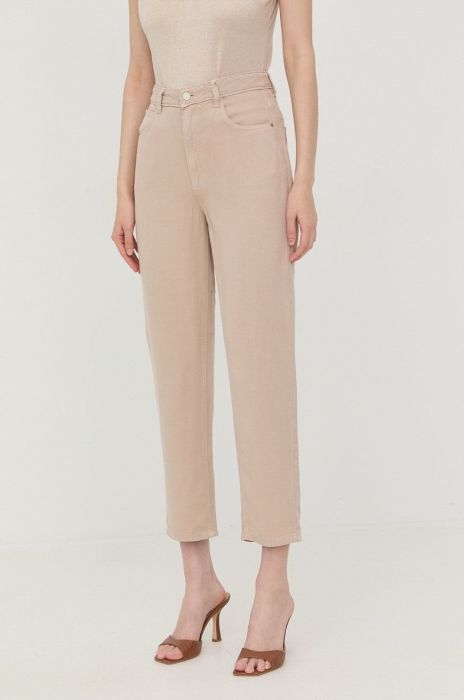 Штани Guess жіночі колір бежевий пряме висока посадка (2411686) Штани Guess жіночі колір бежевий пряме висока посадка (2411686)