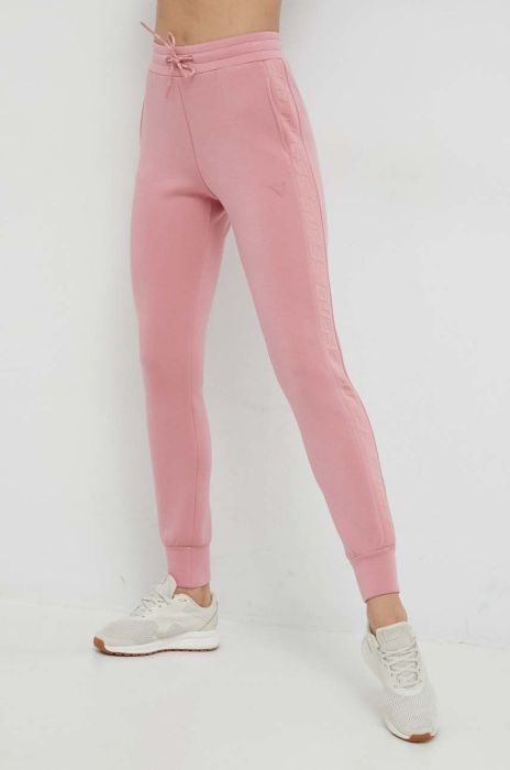 Спортивні штани Guess жіночі колір рожевий з аплікацією Спортивні штани Guess жіночі колір рожевий з аплікацією