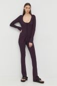 Штани Patrizia Pepe жіночі колір фіолетовий облягаюче висока посадка Штани Patrizia Pepe жіночі колір фіолетовий облягаюче висока посадка