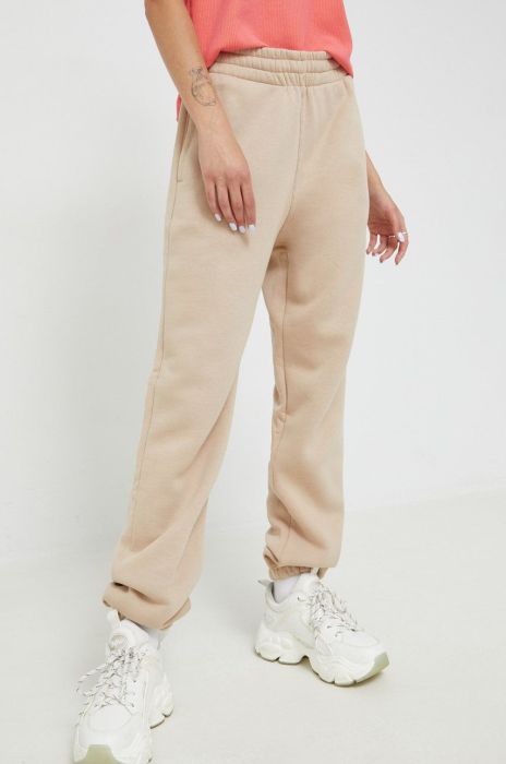 Спортивні штани adidas Originals жіночі колір бежевий однотонні HJ7865-MAGBEI Спортивні штани adidas Originals жіночі колір бежевий однотонні HJ7865-MAGBEI