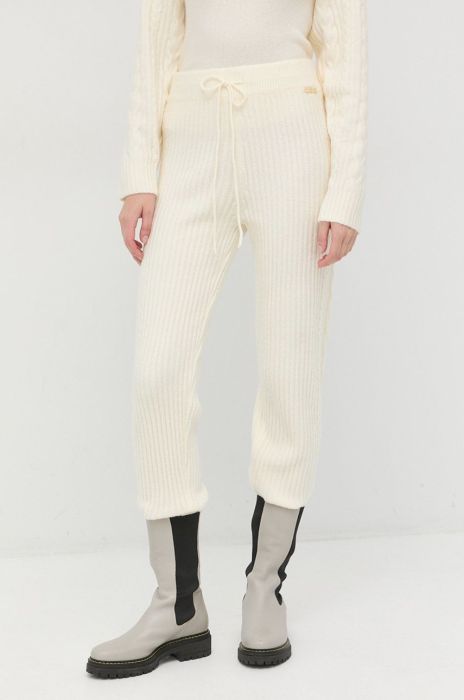 Штани з домішкою вовни Twinset жіночі колір бежевий