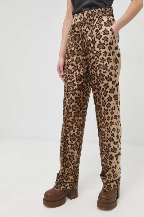 Шовкові штани Red Valentino жіночі колір коричневий широке висока посадка Шовкові штани Red Valentino жіночі колір коричневий широке висока посадка