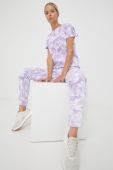 Бавовняні спортивні штани Guess жіночі колір фіолетовий візерунок Бавовняні спортивні штани Guess жіночі колір фіолетовий візерунок