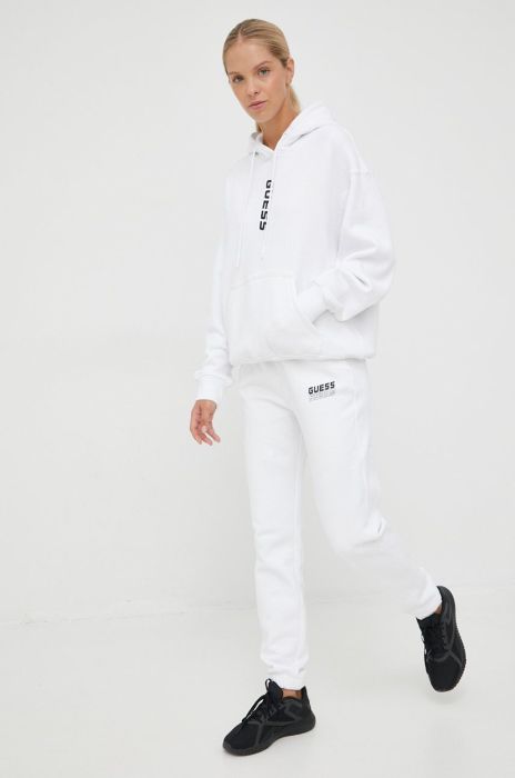 Спортивні штани Guess жіночі колір білий з принтом Спортивні штани Guess жіночі колір білий з принтом