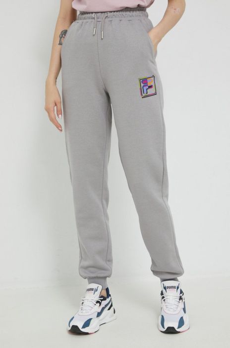 Штани Fila жіночі колір сірий однотонні Штани Fila жіночі колір сірий однотонні