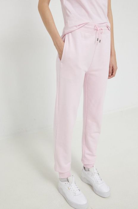 Бавовняні спортивні штани HUGO жіночі колір рожевий однотонні (2694998)