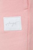 Бавовняні спортивні штани HUGO жіночі колір рожевий однотонні (2782869)