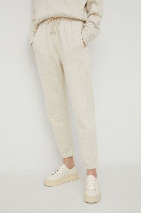 Бавовняні спортивні штани American Vintage жіночі колір бежевий меланж