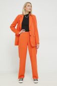 Штани Vila VIKAMMAS жіночі колір помаранчевий пряме висока посадка Штани Vila VIKAMMAS жіночі колір помаранчевий пряме висока посадка
