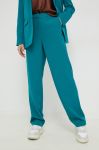 Штани Vila VIKAMMA жіночі колір бірюзовий широкі висока посадка