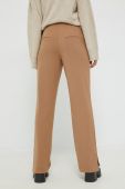 Штани Vila жіночі колір коричневий пряме висока посадка Штани Vila жіночі колір коричневий пряме висока посадка
