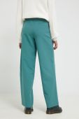 Штани Vila Vifreya жіночі колір зелений прямі висока посадка Штани Vila Vifreya жіночі колір зелений прямі висока посадка