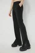 Штани Vila Videborah жіночі колір чорний пряме висока посадка Штани Vila Videborah жіночі колір чорний пряме висока посадка