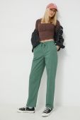 Штани Vans жіночі колір зелений широке висока посадка Штани Vans жіночі колір зелений широке висока посадка