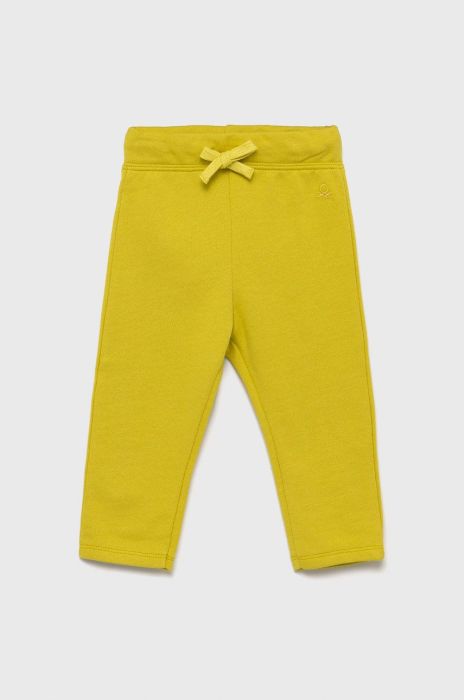 Дитячі бавовняні штани United Colors of Benetton колір зелений однотонні (2523188) Дитячі бавовняні штани United Colors of Benetton колір зелений однотонні (2523188)