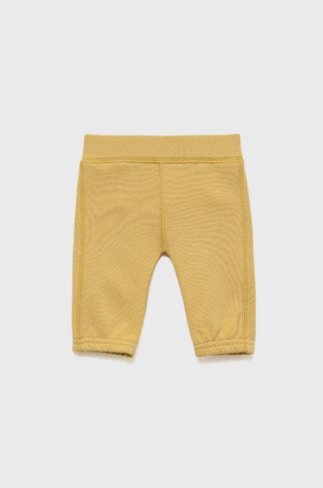 Дитячі бавовняні штани United Colors of Benetton колір жовтий з аплікацією Дитячі бавовняні штани United Colors of Benetton колір жовтий з аплікацією