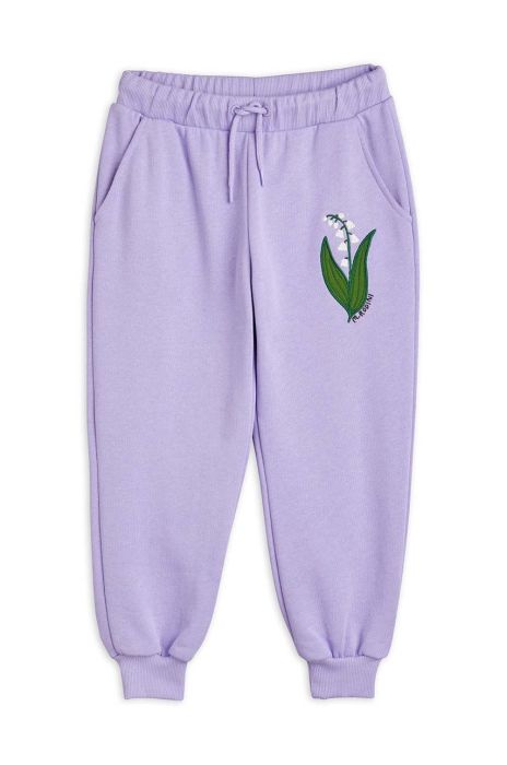 Дитячі бавовняні штани Mini Rodini колір фіолетовий з аплікацією Дитячі бавовняні штани Mini Rodini колір фіолетовий з аплікацією