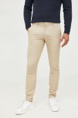 Штани BOSS чоловічі колір бежевий облягаюче (2561055)